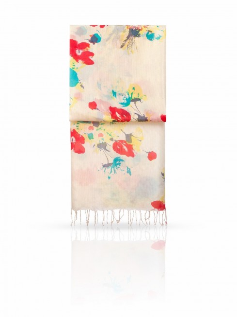 Палантин Женский S30-BRUSH.FLOWER/WHITE